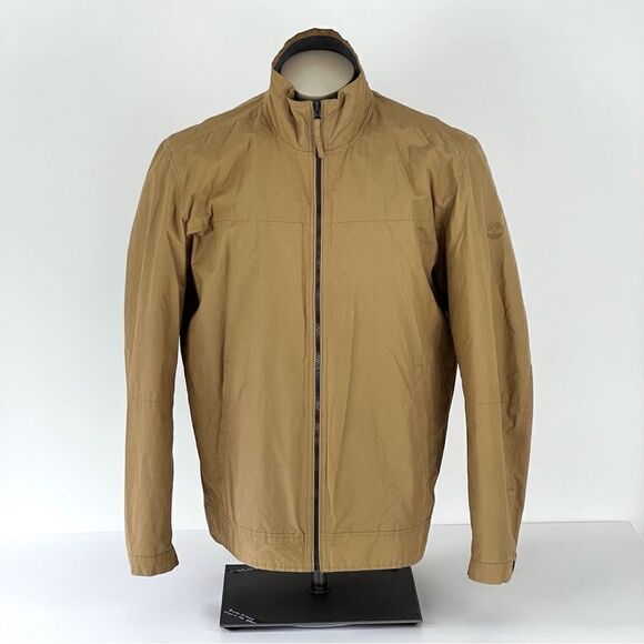 Timberland Soft Shell Jacket Beige Tan Cotton Nylon Water Repellent Size L - Picture 1 of 9